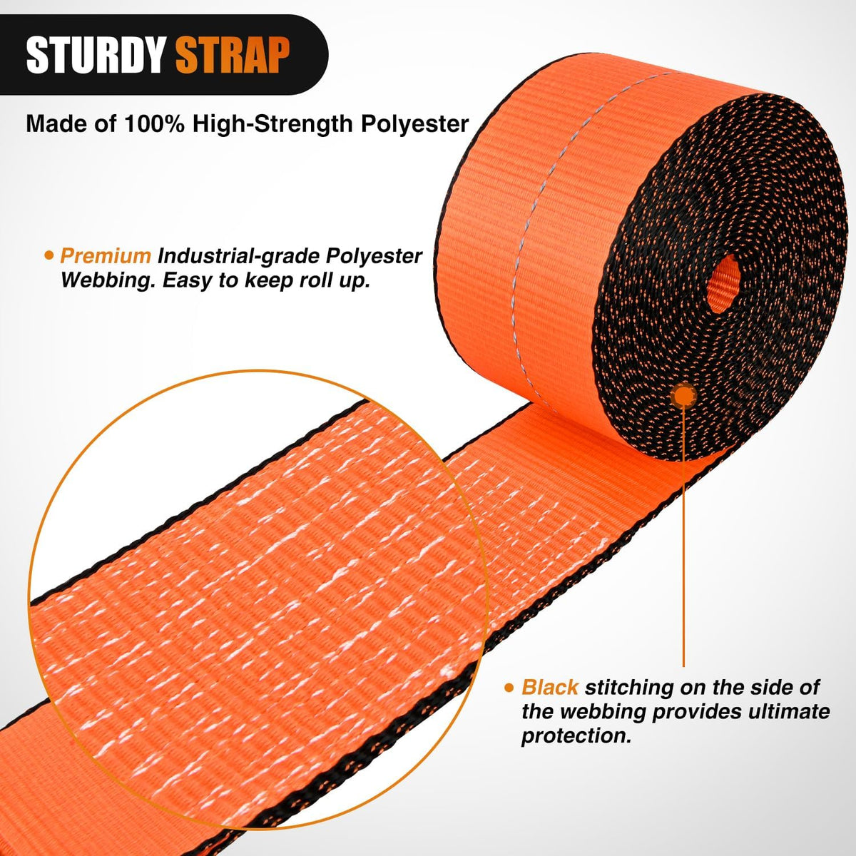 Nilight Truck Straps 4”×30’ Orange Heavy Duty Winch Straps with Flat Hook Break Strength 16800LBS WLL 5400LBS Cargo Straps for Flatbeds Trucks Trailers Farms Rescues Tree Saver (10PACK)