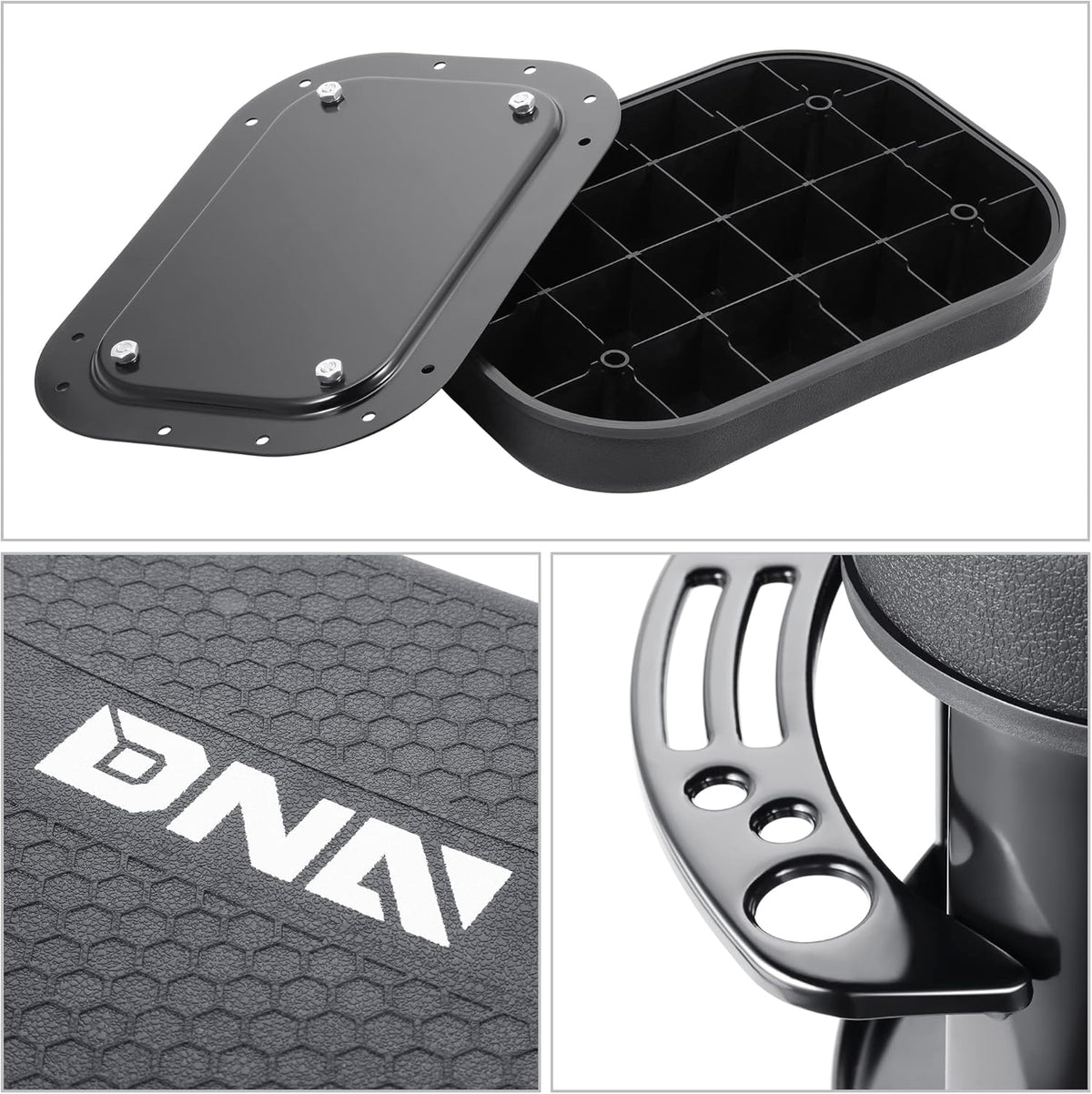 DNA MOTORING TOOLS-00252 Removable Rolling Garage Stool with Seat Cushion & Tool Tray Plate,300lbs Max Weight Capacity