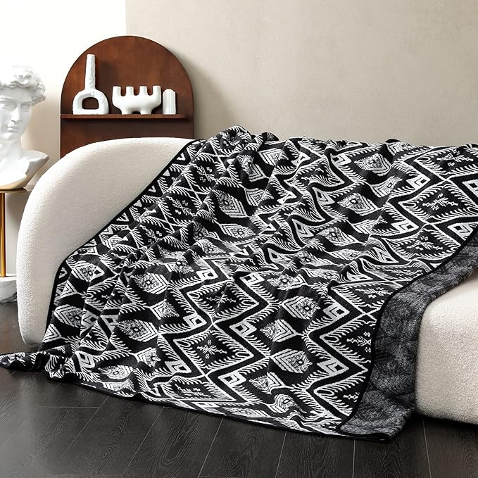 PuTian Merino Wool Blanket Camping Outdoor Blanket - 63" x 51" Bohemia Grey Great for Camping, Outdoors, Sporting Events, Survival & Emergency Kits -Super Soft Wool Blanket