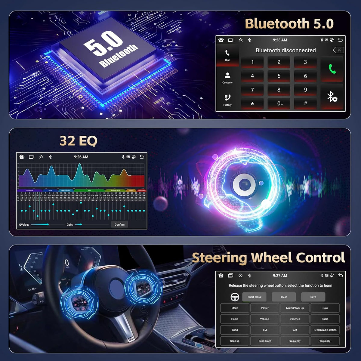 8 Core 2+64G Android 15 Car Stereo for Hyundai Accent 2010-2016 with Wireless CarPlay Android Auto, 9" Touch Screen Radio for Accent Bluetooth DSP 32EQ FM/RDS WiFi GPS 59UI Backup Camera