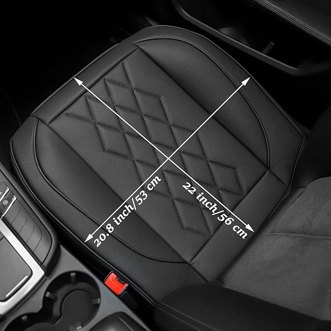 JOJOBAY 2pack Leather Car Seat Cover,Bottom Seat Covers for Cars,Front Seat Protector,Fit for 95% of Vehicles - Padded,Anti-Slip,Premium Leather(2 PCS,Black)
