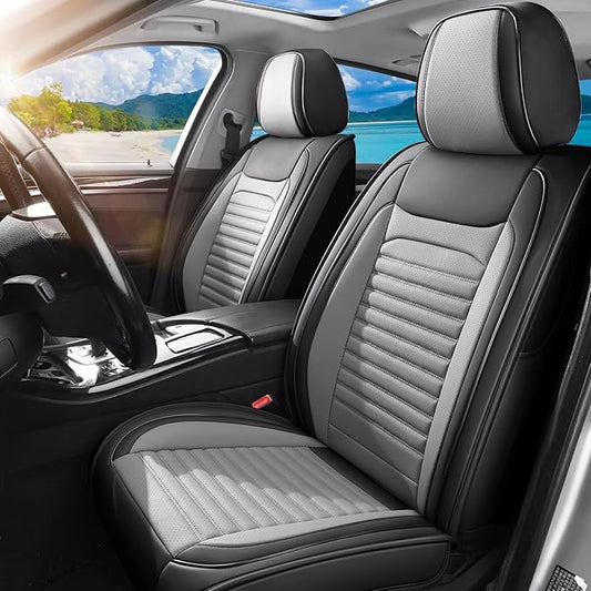 Front Seat Covers Fit for Toyota Tacoma 2001-2026, Truck Seat Covers Front Seats, Breathable Faux Leather Automotive Seat Covers Front Pair Anti-Slip Seat Cover(Black&Gray, Front)