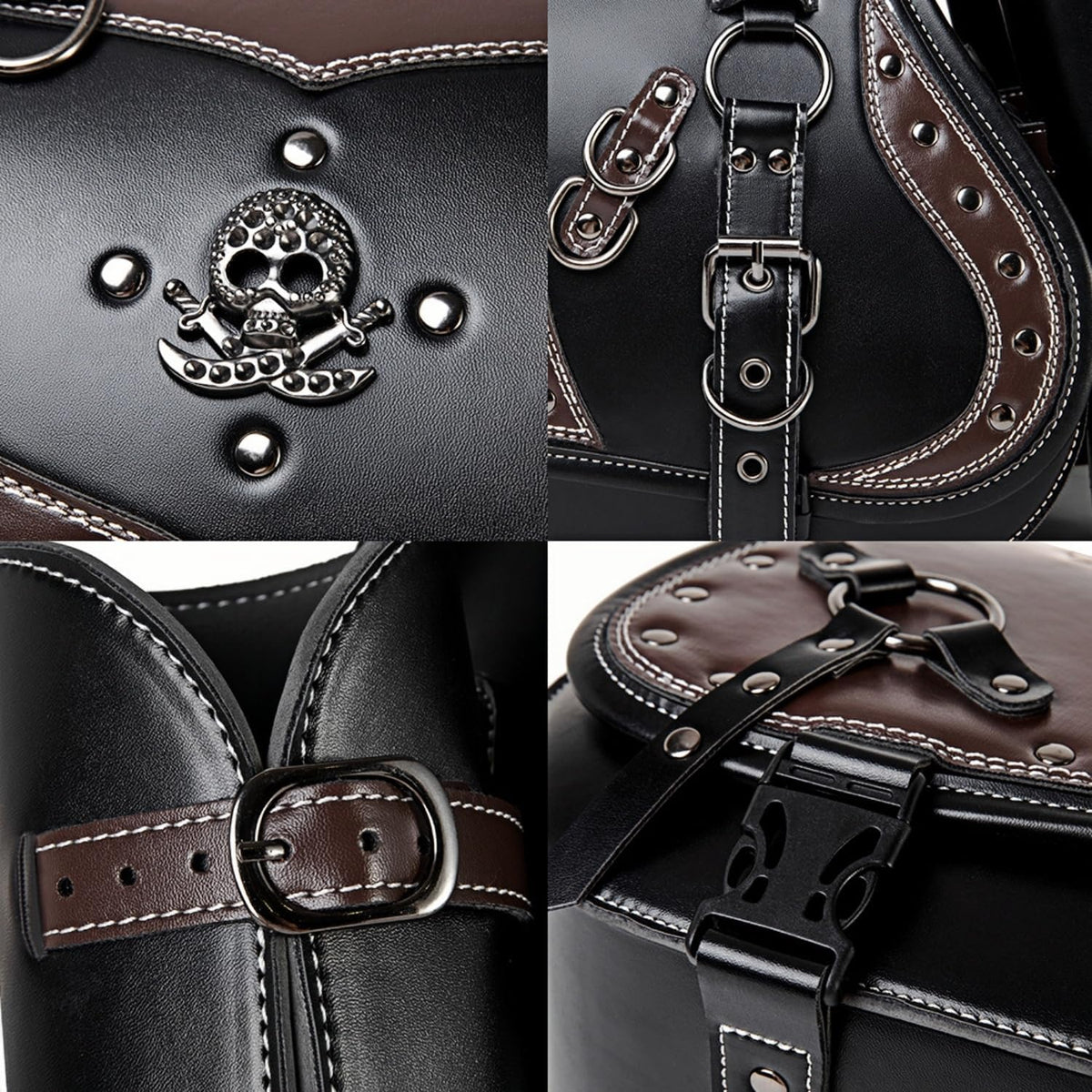 Motorcycle Saddlebags, 30L Leather Waterproof Side Saddle Bags with Cup Holder, Universal Powersports Saddlebags for Harley Davidson Sportster Dyna Softail Honda Shadow Rebel Yamaha Kawasaki Vulcan
