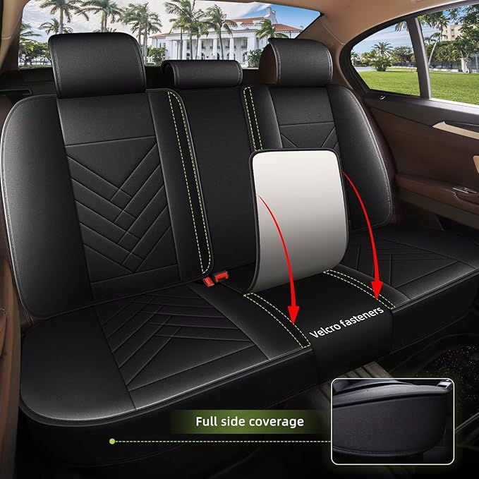 AOMSAZTO Car Seat Covers Full Set Fit for Ford Edge 2007-2026 Faux Leather Waterproof Seat Covers Automotive Seat Cushion Protector(5 Seats, Black)