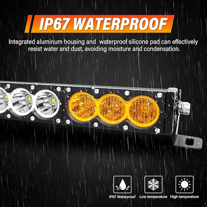 AUXTINGS 22 inch Single Row Dual Color LED Light Bar 120W Off Road Light Bar White Amber Combo LED Work Light Truck UTV 4x4 Cars SUVs ATVs Boats Fog Driving Light with Wiring Harness kit