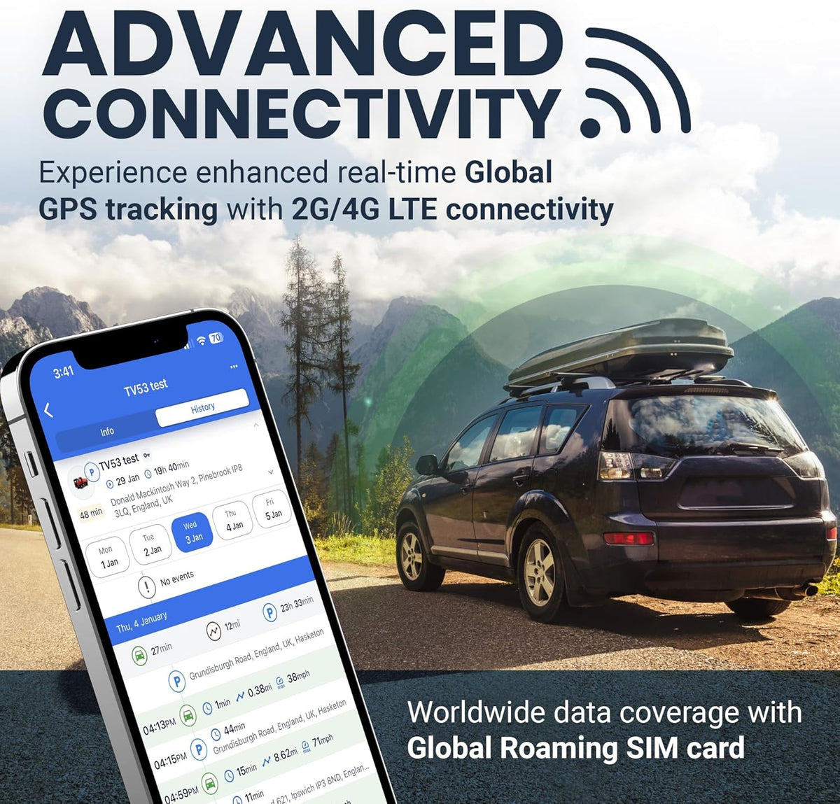 Truview TV130 4G GPS Tracker with - Live Updates-Vehicle Tracking Device for Cars, Vans, Trucks & More - Easy 2-Wire Installation, Mobile App, 24/7 Support - No Contracts-Subscription Required.