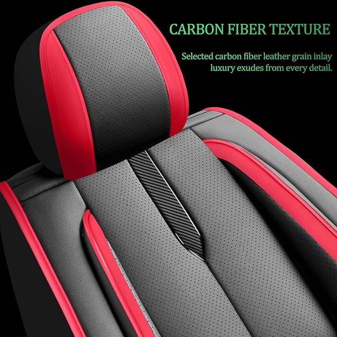 Fit Venue Car Seat Covers for Hyundai Venue 2020-2025 2026-Upgraded Premium Waterproof & Breathable Leather,Airbag Compatible,All-Weather Seat Cushion Protector,Full Set,Black-Red