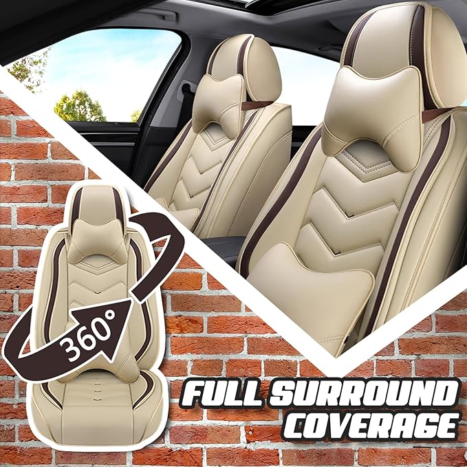 Car Seat Covers for Lexus ES 350 2007-2026, Premium Nappa Leather Car Seat Cover, Stylish Sport Seat Covers， Automobile Seat Cover Sets.(Luxury 5 Seats/Beige)