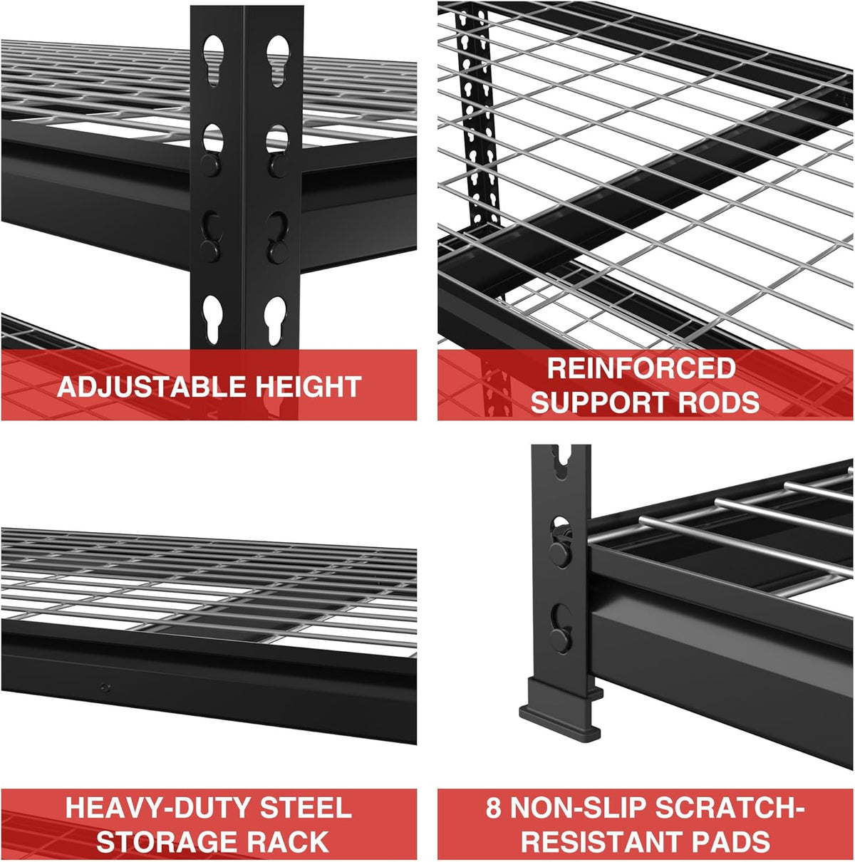WORKPRO 5-Tier Heavy Duty Metal Shelving Unit, 48”W x 24”D x 72”H, Adjustable Storage Rack, 4000 lbs Total Load Capacity, Ideal for Garage, Basement, Warehouse, Workshop