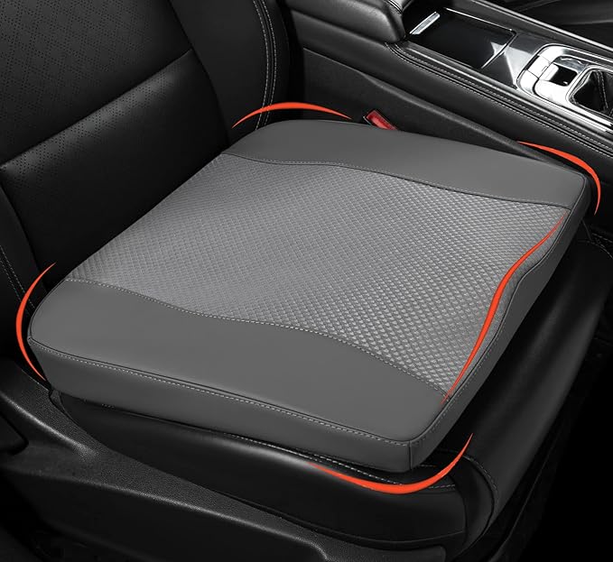 Car Seat Cushion, Comfort Memory Foam Car Cushions for Driving - Sciatica & Lower Back Pain Relief, Driver Seat Pillow for Auto, Office Chair, Wheelchair - Dark Grey