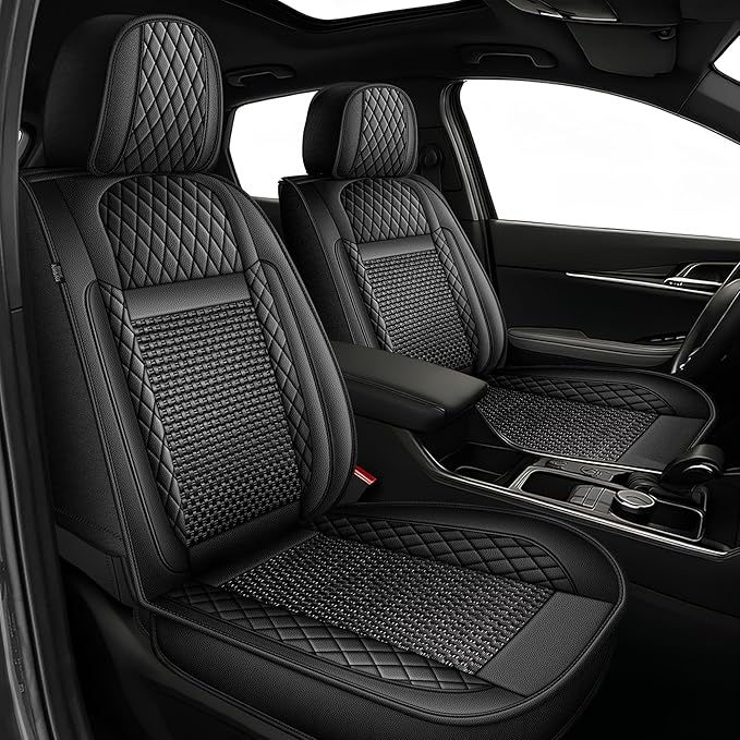 TTX LIGHTING for Subaru Impreza 2012-2026 Car Seat Covers, Breathable Ice Silk & Leather Seat Protector, Cool & Anti-Sweat for Long Driving, Airbag Compatible, 5 Seats Full Set (Black)