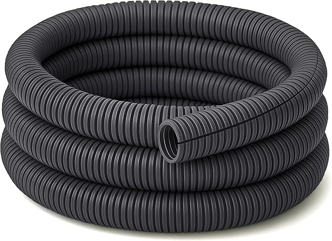Electriduct Split Wire Loom Tubing Polyethylene Corrugated Flexible Conduit - 1/4" Nominal Size - 20 Feet - Gray