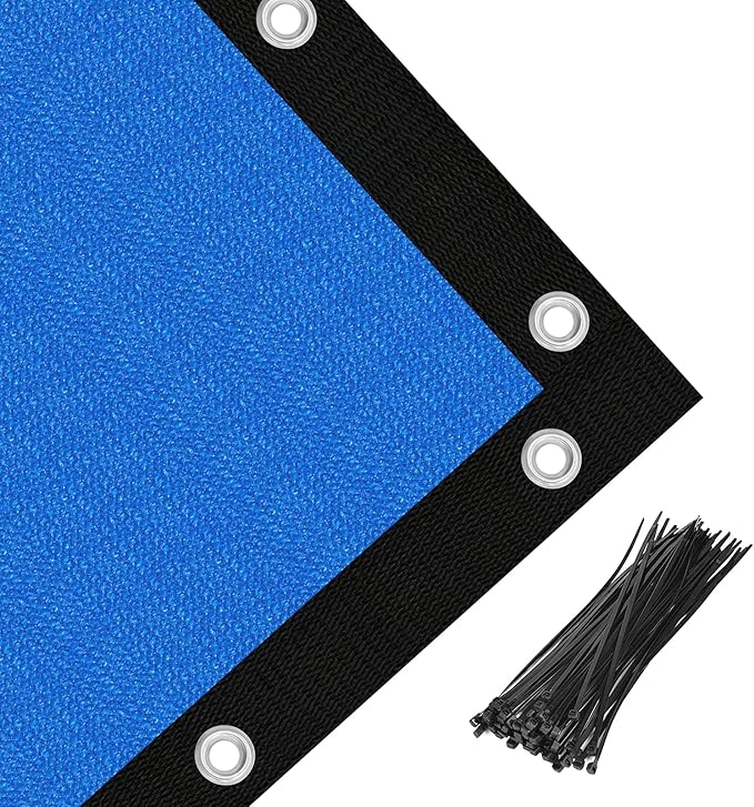 Amagenix 90% Pergola Shade Cover 12' X 20' Sun Shade Cloth with Grommets for Outdoor Garden Patio Porch, Commercial Grade 200 GSM - Cable Zip Ties Included (We Customized) GN108, Blue