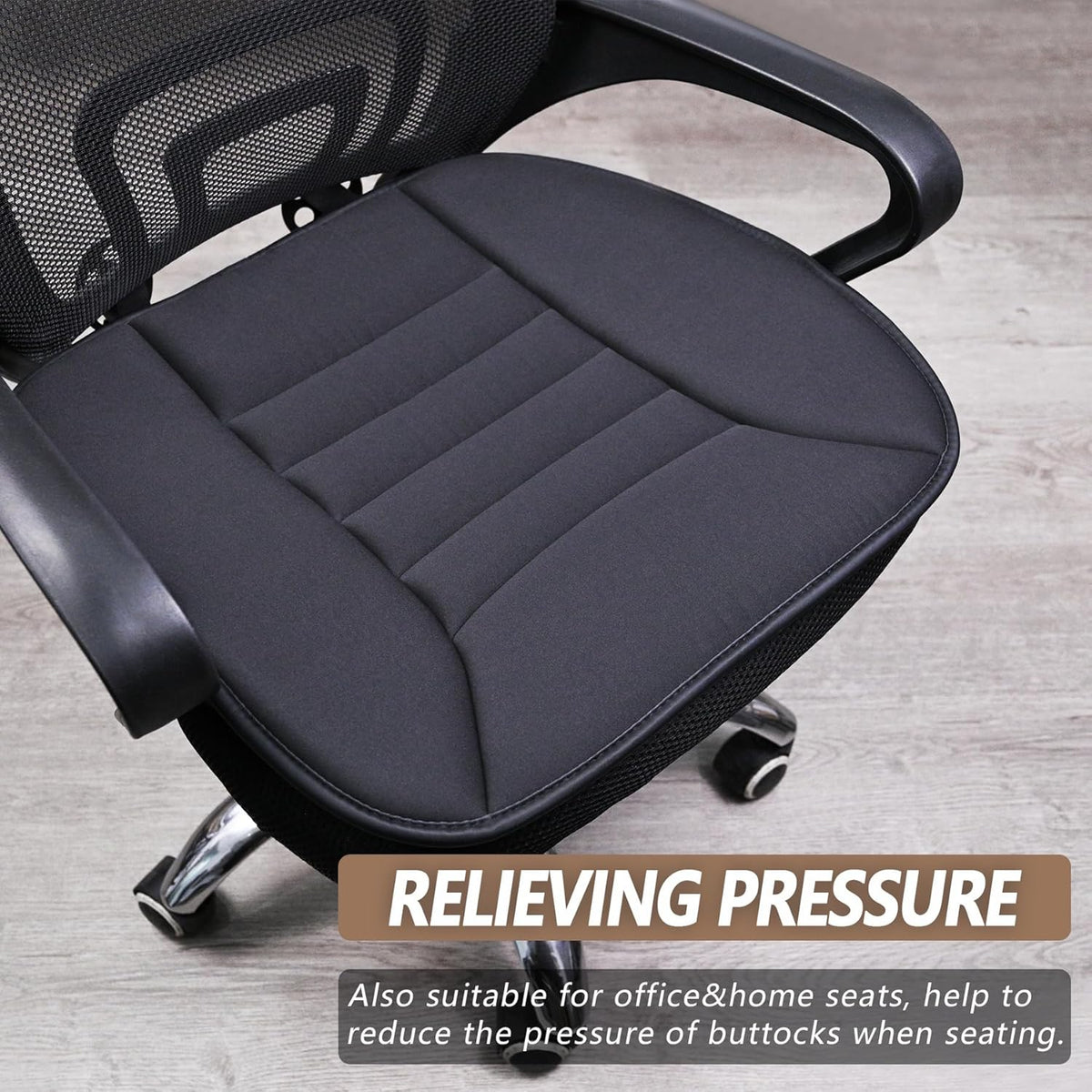 MYFAMIREA Car Seat Cushion Pad 1.2" Thick Comfort Seat Protector for Car Driver Seat Office Chair Home Use Memory Foam Seat Cushion with Non Slip Bottom, 20'' x 18.5'', Dark Gray