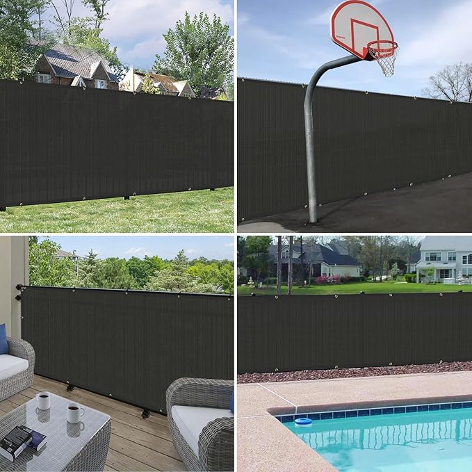 Windscreen4less Privacy Fence Screen Heavy Duty Windscreen Fencing Mesh Fabric Shade Net Cover with Brass Grommtes for Outdoor Wall Garden Yard Pool Deck, 8'x201' Black