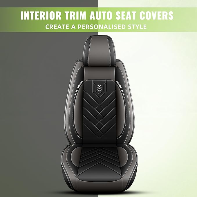 AOMSAZTO Car Seat Covers Fit for Cadillac SRX 2010-2016 Premium Front Seat Covers Waterproof Leather Automotive Seat Covers Compatible with Airbag (2 Seats,Grey)