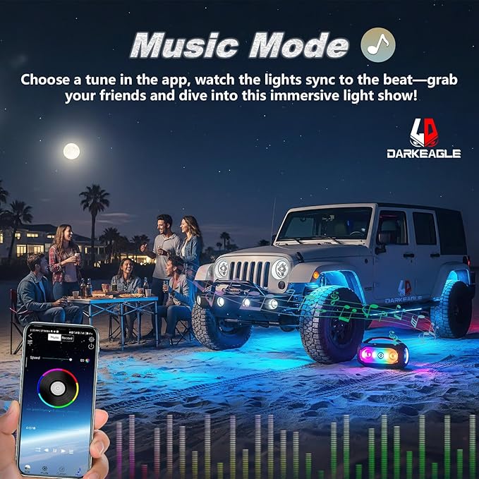 16Pods RGB LED Rock Lights Kit with APP/RF Remote Control, Segmented Multicolor Underglow Accent Light Exterior Music Mode Waterproof 12V for Trucks Pickup Jeep Gladiator Off-Road