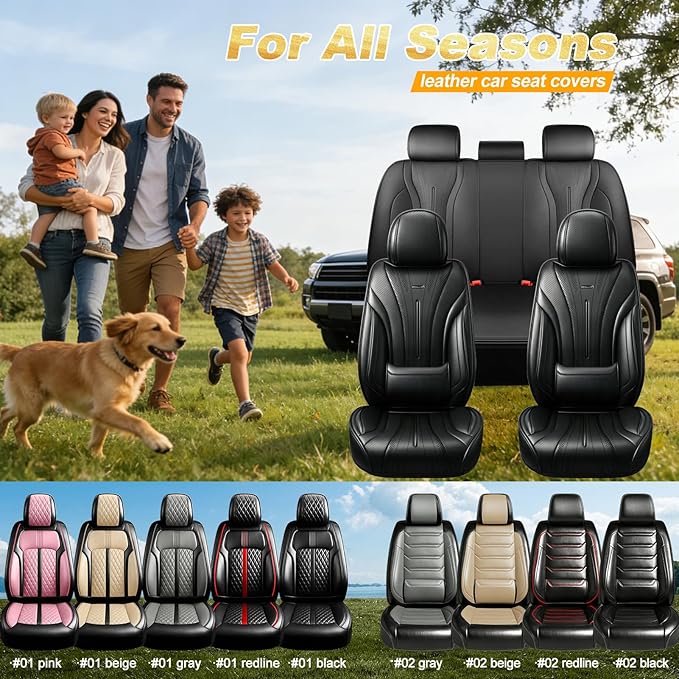 Fit CX-30 Car Seat Covers for Select Mazda CX30 2020-2025, Premium Full Coverage Leather, Airbag Compatible, Luxury Waterproof All Weather Breathable Seat Cushion Protector, Full Set, Black