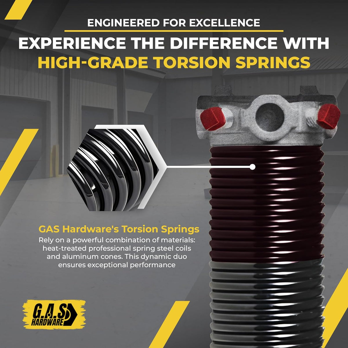 Garage Door Torsion Springs 234x2x30 Includes 1” Steel Bearing, Gloves, and Winding Bars for Left and Right Side of Garage Door Precision E-Coating 5-Year Warranty Minimum 30,000 Cycles (Pair)