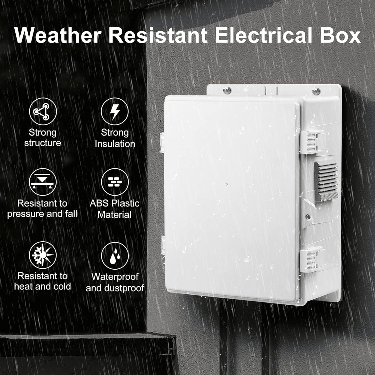 Outdoor Electrical Junction Box, ABS Water Resistant Enclosure with Internal Mounting Panel & Hinged Cover, 9.2" H* 7" L* 4.6" W