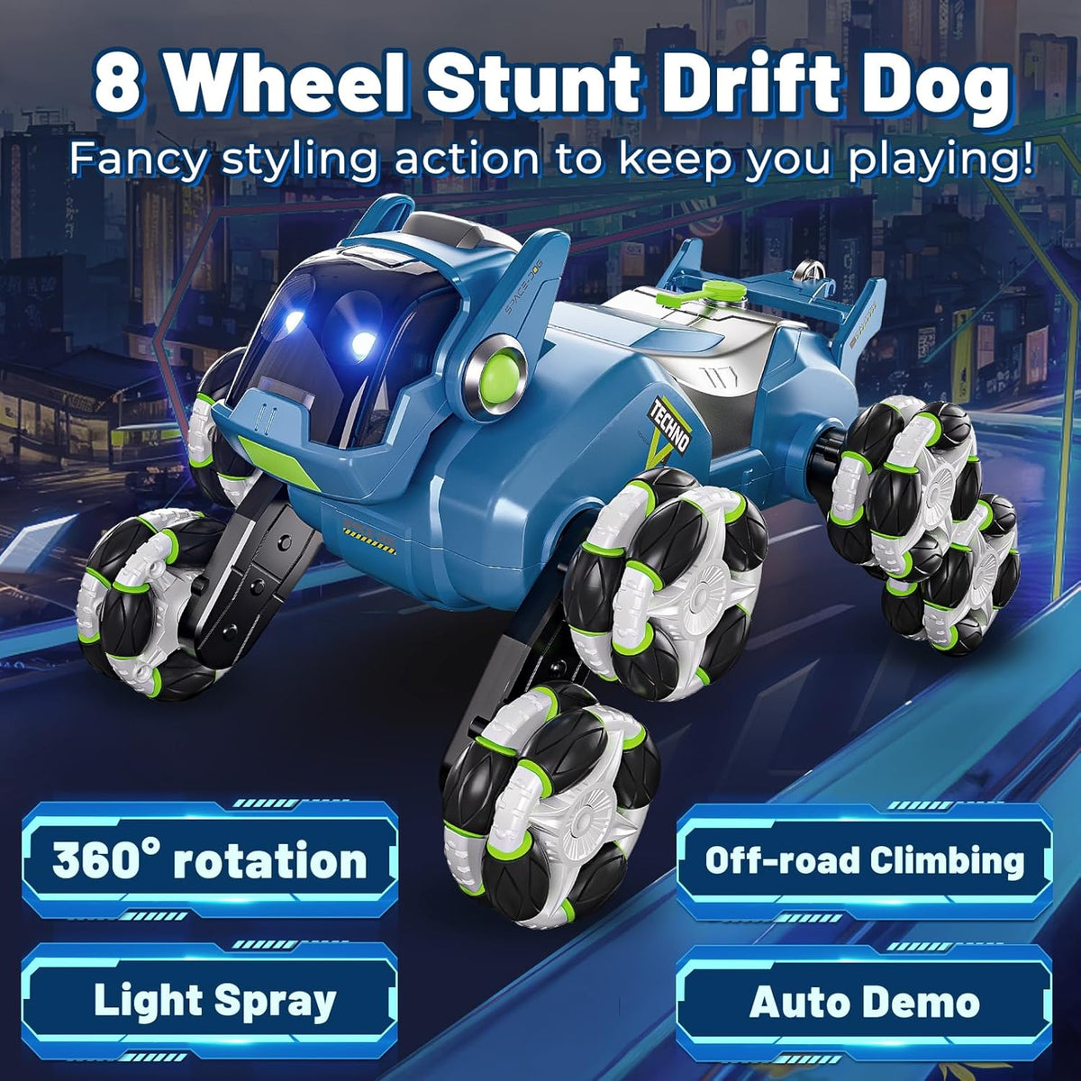 Gesture Sensing RC Stunt Car,Remote Control Car Toys for Ages 8-10-12,with Lights Music Spray,8WD 360° Spins All Terrains Kids Toys Car, 6-8 Year Old Boy Birthday Gift & 6-13 Best Gift for Kid