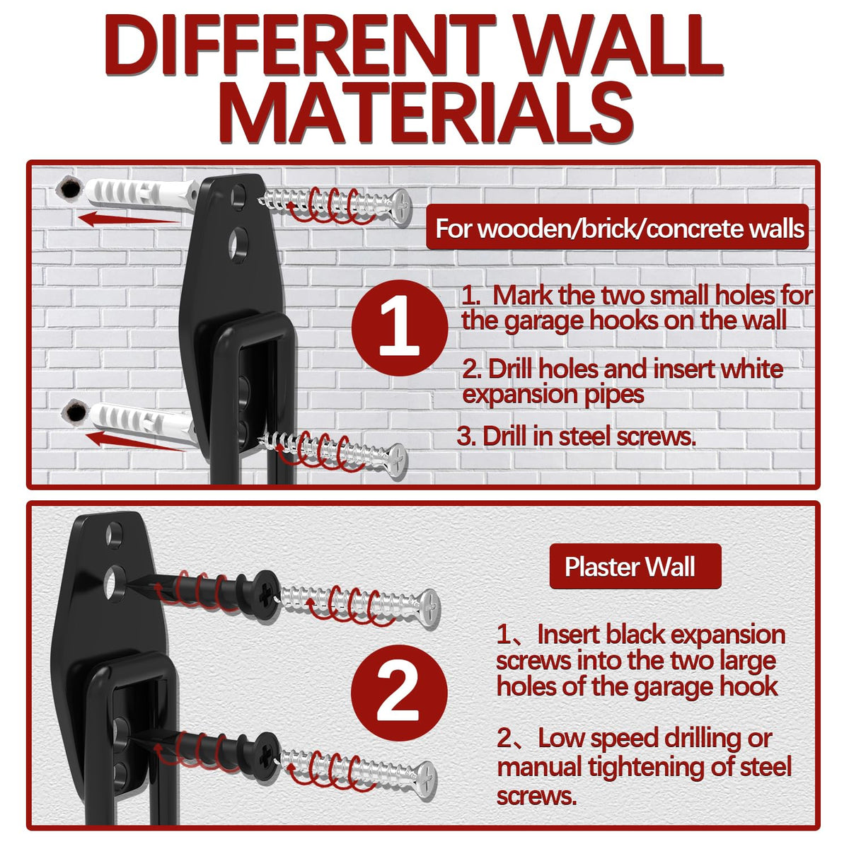 3-H Heavy Duty Garage Hooks [8 Pack] - 3-Round Welding Tech Holds 22lbs More - Thickened Steel Wall Mount for Ladders, Tools & Storage - Rustproof Utility Hardware