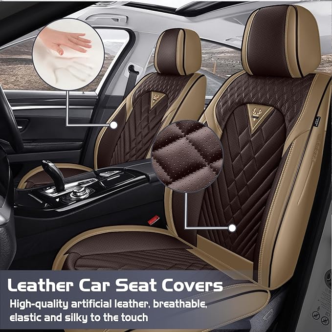 Truck Seat Covers for Chevy Silverado 1500 2007-2026, Waterproof Premium Leather Full Coverage Car Seat Cover, Muscle Sport Style Auto Interior Seat Cover Sets (Full Set/Brown Coffee)
