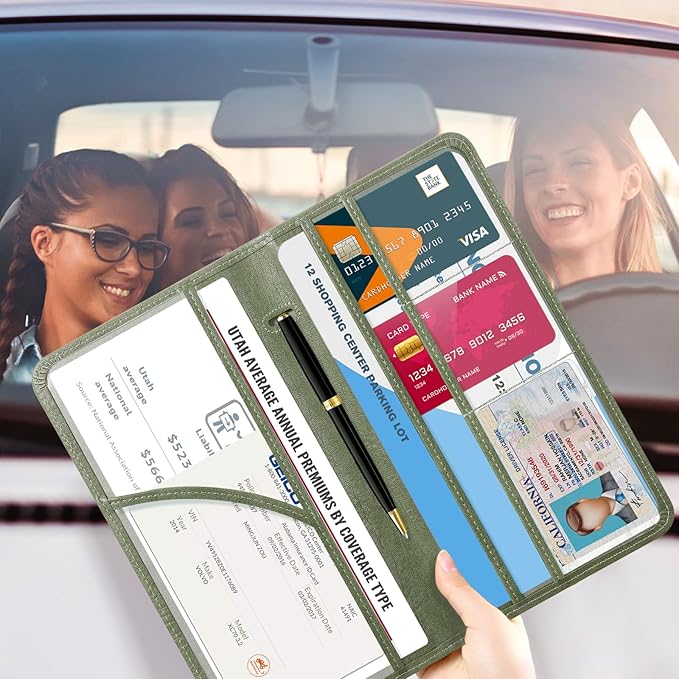 CoBak Car Registration and Insurance Holder - Vehicle Glove Box Car Organizer,Auto Truck Comparment Accessories Case with Magnetic Closure for Driver License,Cards