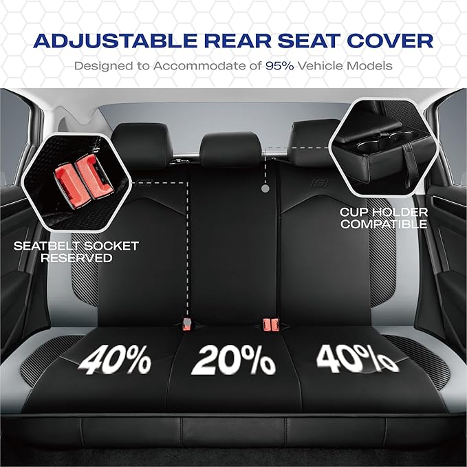 Skechers Memory Foam Car Seat Covers, Leather High Back Seat Covers Quilting Design,Waterproof Sports Car Seat Covers Full Sets,Airbag Compatible, Universal Fit for Most Cars, SUVs,Trucks,Gray