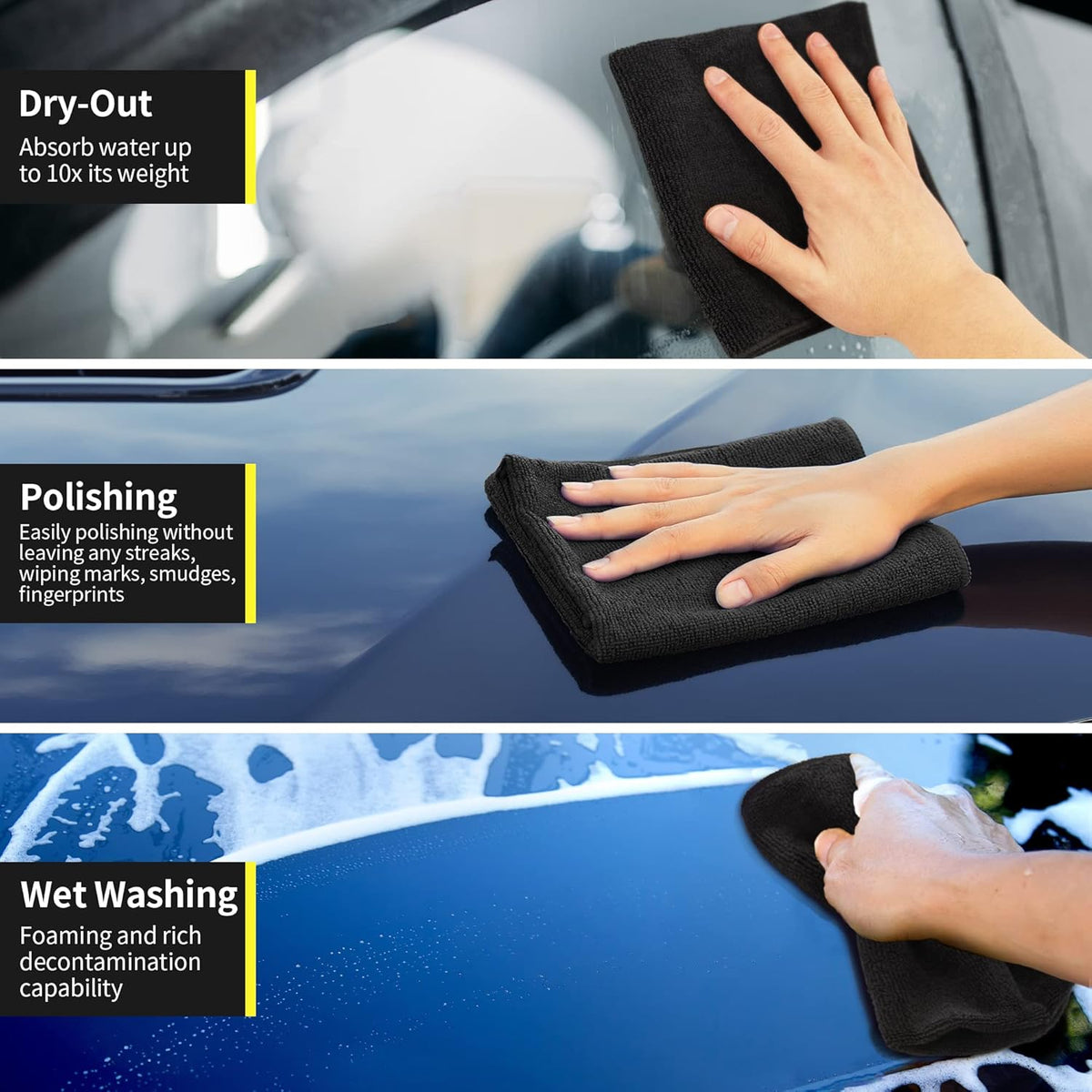 HOMERHYME Premium Microfiber Cleaning Cloth, 8 Pack, 12.6" x 12.6" Cleaning Towels, Lint-Free & Streak-Free, Ultra Absorbent, 300GSM, Reusable Microfiber Towel for Cars Kitchen Garage House Office