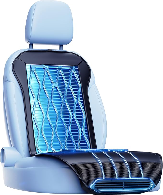 2025 Upgraded ICY Seat, Semiconductor Ventilated Cooling Car Seat Cover(Front Seat),12V-24V Cooling Car Seat Cushion with 3 Temp Modes,Universal Fit for SUV/Truck Accessories(Ice-Core Black)