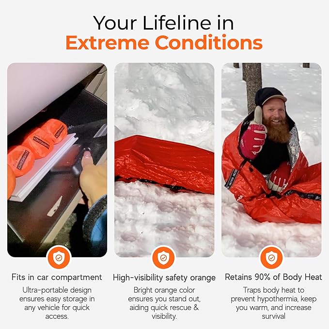 Sierra Madre Emergency Sleeping Bag – Ultralight, Waterproof Mylar Thermal Bivy Sack Tent for Hiking, Bug-Out Bags, Survival Kits