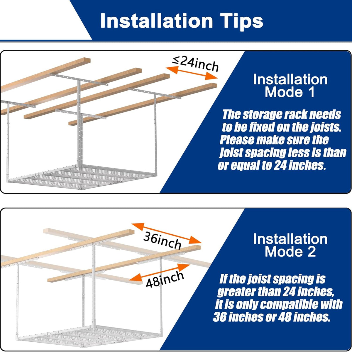 GIOTORENT 3x4FT Heavy Duty Overhead Garage Storage Rack - Adjustable Ceiling Shelving with 450lbs Weight Capacity, Metal Garage Organization System, White