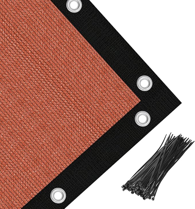 Amagenix 90% Pergola Shade Cover 10' X 12' Sun Shade Cloth with Grommets for Outdoor Garden Patio Porch, Commercial Grade 200 GSM - Cable Zip Ties Included (We Customized) GN108, Rust Red