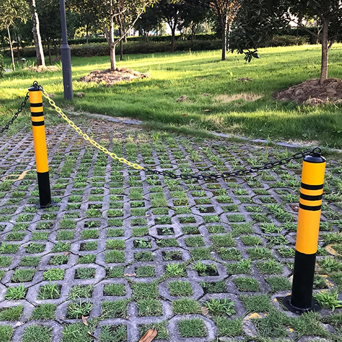 Safety Bollard, Driveway Barrier, Parking Stopper for Garage, Steel Car Parking Protection Posts, Caution Cones, Perfect for Traffic-Sensitive Area(Yellow A (1PCS))