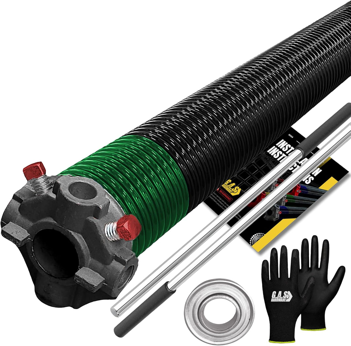 Garage Door Torsion Spring 243x2x30 Torsion Springs for Garage Door Repair Left Hand Wound Replacement for Right Side of Garage Door with 1" Steel Bearing, Gloves, Manual and Winding Bars (Black Cone)