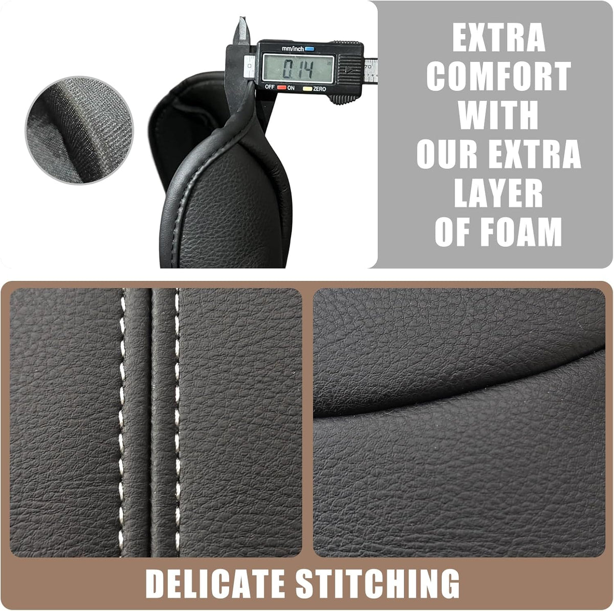Muslogy Center Console Cover Compatible with Honda Pilot 2023 2024 2025, 2024-2026 Ridgeline/Passport Accessories Armrest Pad Lid Cushion Console Protector Vegan Leather Extra Soft(Black/White Trim)