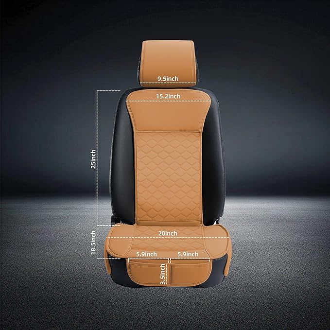 Elantrip 2PCs Front Car Seat Covers Leather Car Seat Protector Universal fit for Most Cars SUVs and Trucks Water Proof Seat Protector Whiskey Color