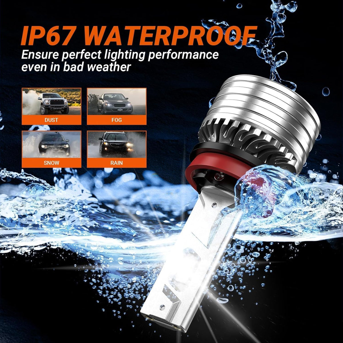SEALIGHT X4I H7 Bulbs, 55000LM Super Bright H 7 Fog Bulbs with Adjustable Lock Ring, Cooling Fan, Plug and Play, Pack of 2