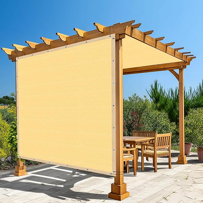 Amagenix 90% Shade Fabric 4'X 12' Sand Sun Shade Cloth with Grommets for Pergola Replacement Shade Cover Canopy, Heavy Duty, Cable Zip Ties Included (We Customized)