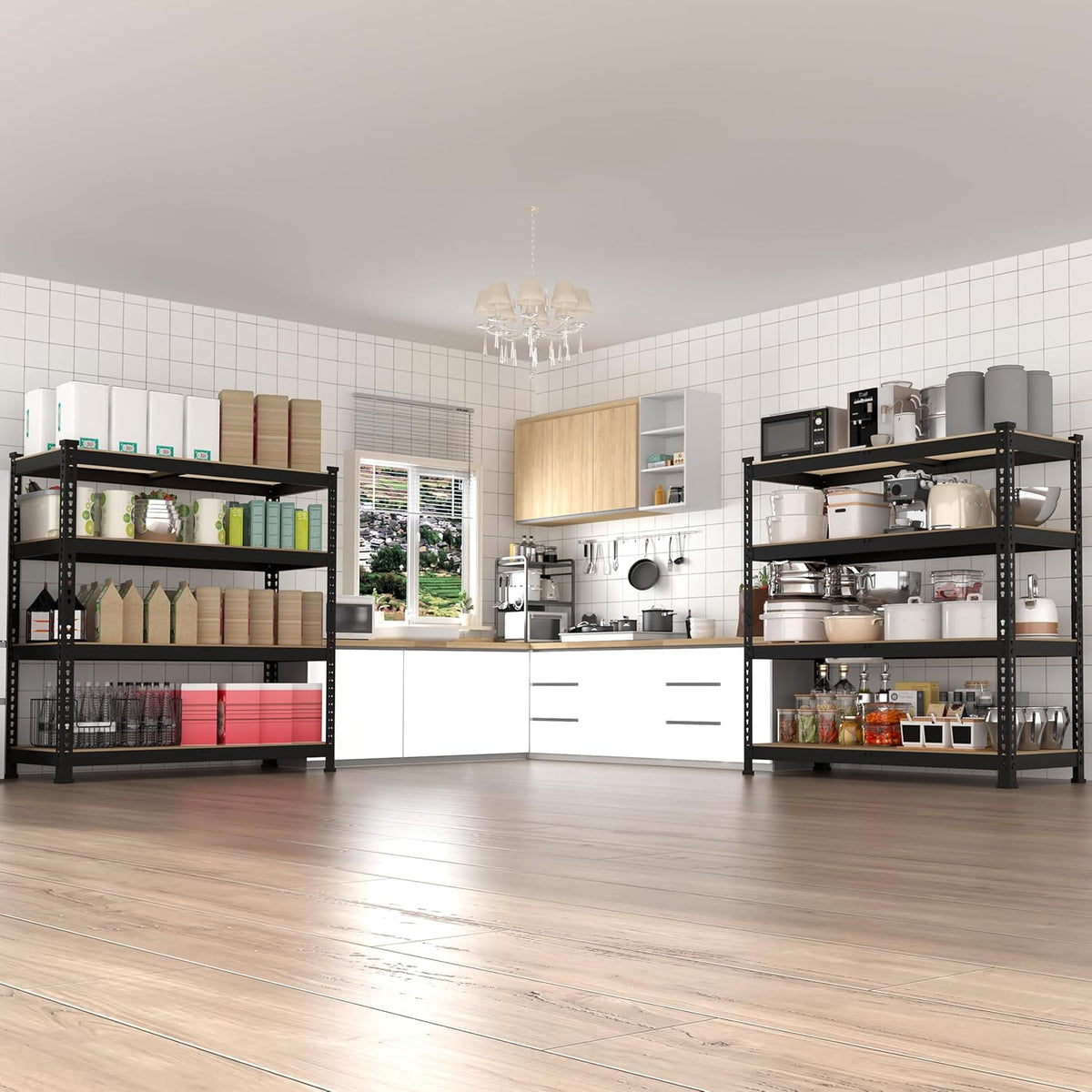 3 Packs 36" W x 16" D x 55" H Adjustable Garage Storage Shelves - 4-Shelf Heavy Duty Shelving Unit, Metal Utility Storage Organizer Racks for Warehouse Pantry Closet Kitchen, Black