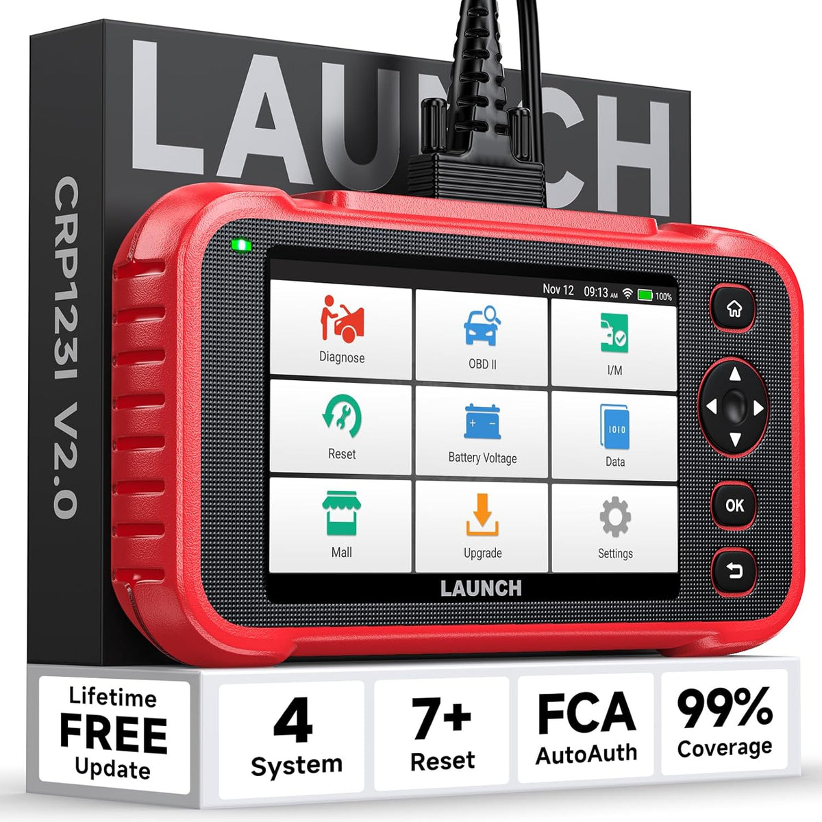 LAUNCH CRP123I V2.0 Elite OBD2 Scanner Diagnostic Tool, 2025 New Code Reader for Cars and Trucks, Engine ABS SRS Transmission Car Scanner, Lifetime Free Update, Oil/EPB/DPF/SAS/BMS Throttle Relearn