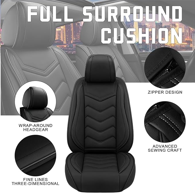 CTDS Car Seat Covers for Jeep Grand Cherokee L 2021-2026, Stylish Sport Seat Cover, Premium Nappa Leather Car Seat Cover. Automobile Seat Covers Sets.(Standard 5 Seats/Pure Black)