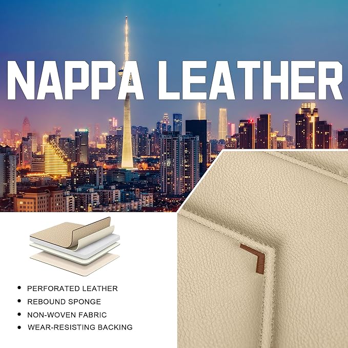 CTDS Car Seat Covers for Mazda CX-5 CX-3 CX-7 CX-9 CX-50 CX-30 CX-70 CX-90 2007-2026, Stylish Sport Seat Cover, Premium Nappa Leather Car Seat Cover.(Standard 5 Seats/Beige)