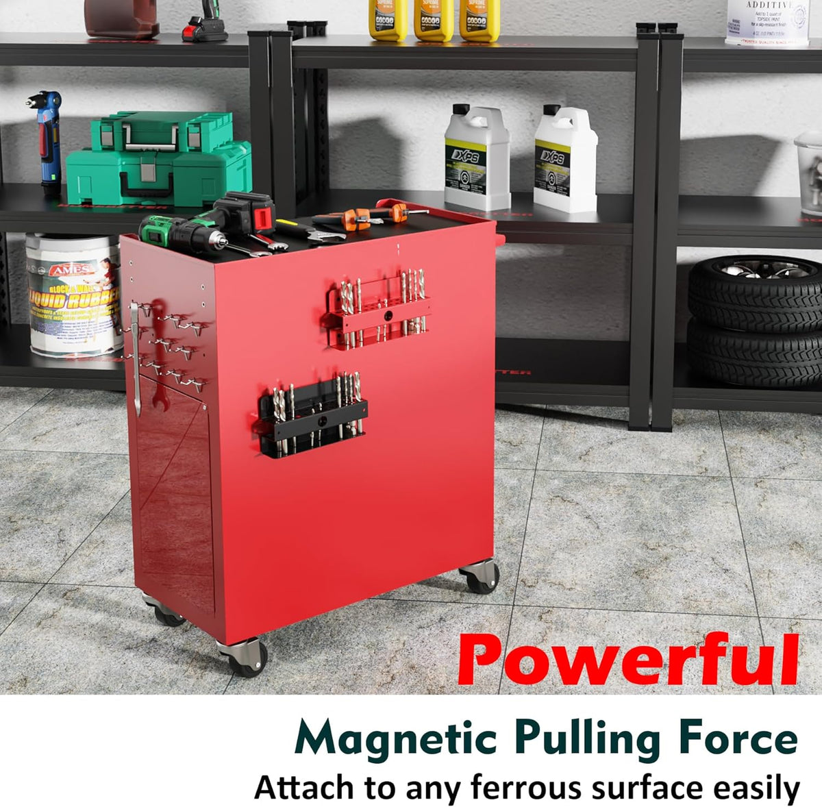 MUTUACTOR Drill Bit Organizer Heavy Duty,Quick Access Magnetic Mount Drill Bit Holder,Anti-scratch Magnetic Tool Holder for Long Phillips Head Drill Bits Impact Bits Storage,Red,26 Holes
