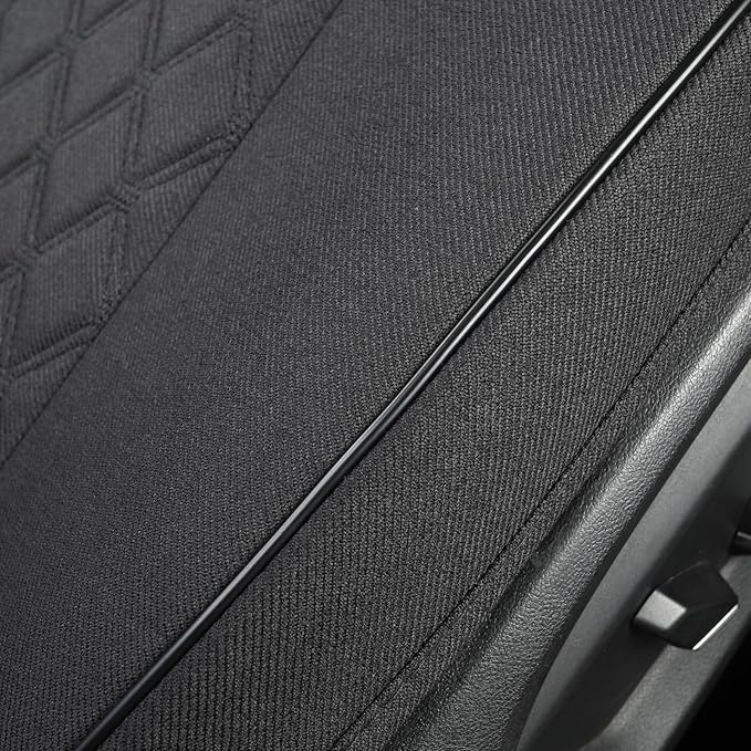 West Llama Linen Front Car Seat Cover Protector Anti-Slip Bottom Seat Cover Fits 95% of Vehicles,Wrapping Around The Bottom,Diamond Pattern(Black-1Pcs)