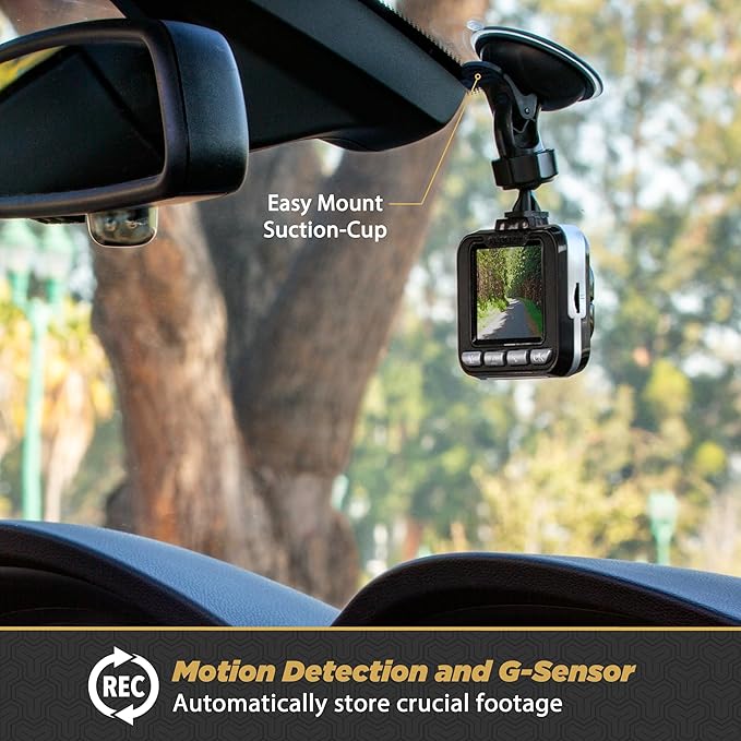 Scosche DDVRS0916G-SP 1080P Full HD Dash Cam with 2.2" Screen - Dash Camera DVR for Cars - Front View Dashcam Recorder with Enhanced Night Vision - 24/7 Parking Mode Car Security Video Surveillance