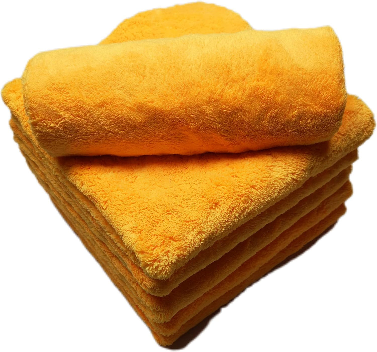 Plush Edgeless Microfiber Towel for Car, Soft Drying Wash Detailing Buffing Polishing Towel, 530 GSM 6Pack 16 x 16inches (Orange, 6Pack)