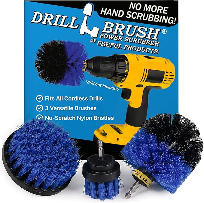 Drillbrush Boat Accessories – Kayak Cleaning Kit – Boat Cleaning Brush Kit – Marine Scrub Brush Attachment for Drill – Rotary Brushes for Boats – Motorized Hull Power Scrubber Set - Hull Cleaner Set