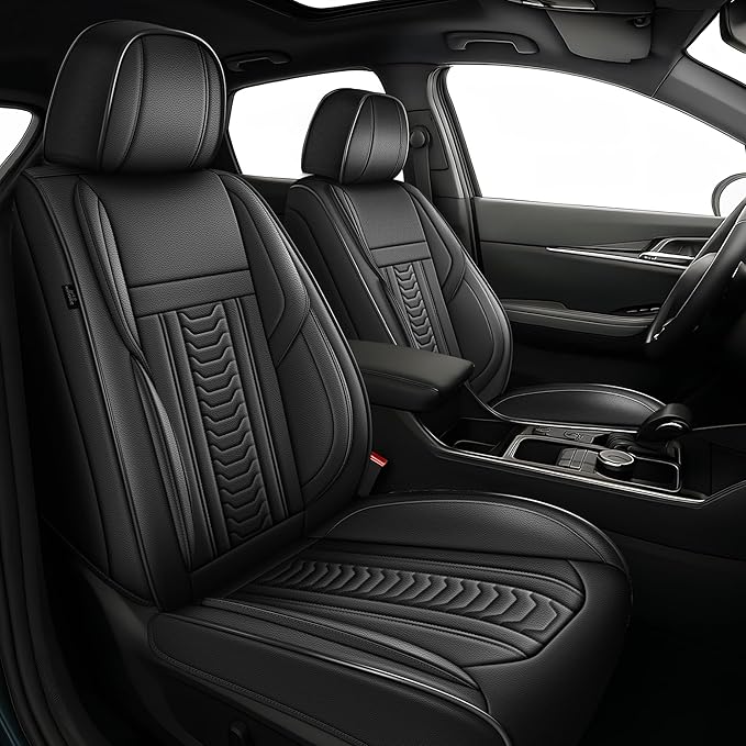 TTX LIGHTING for Honda CR-V 2015-2026 Seat Covers: Waterproof Leather Seat Protector with Airbag Compatible (2 Front Seats,Black)